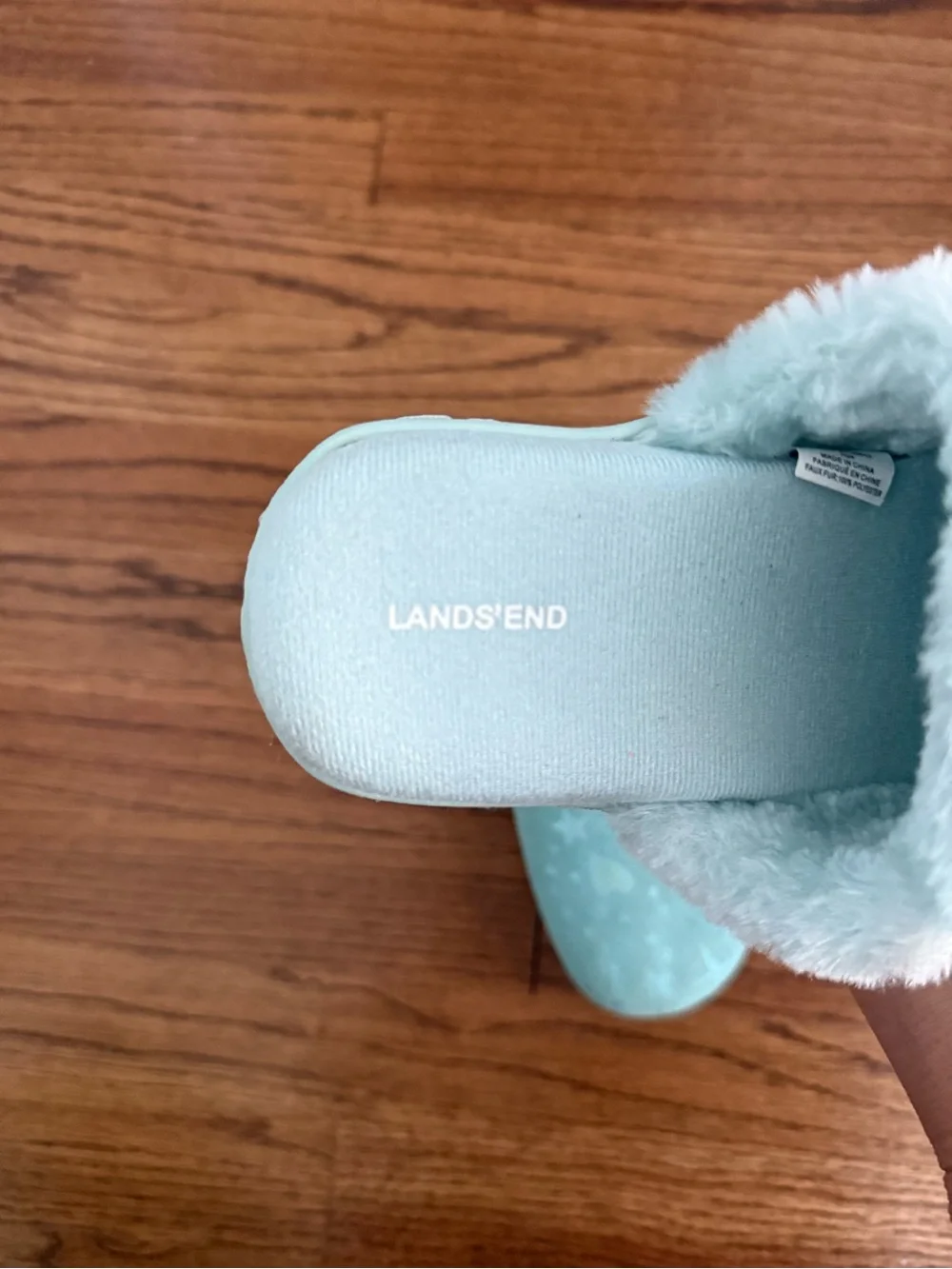 Lands' End Kids Slide Slippers with Faux Fur, Star & Heart Print Size 2